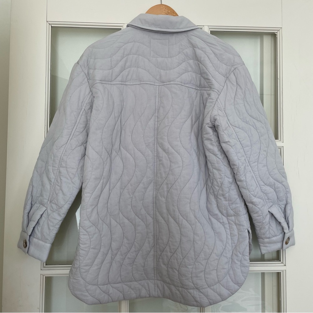 Madewell Quilted Belrose Shirt-Jacket cool fog grey 100% cotton medium M - Picture 7 of 10